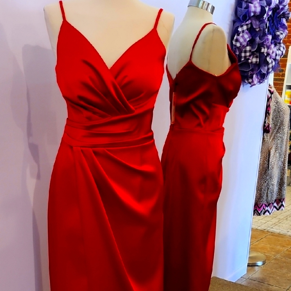 Elegant Red Satin Dress